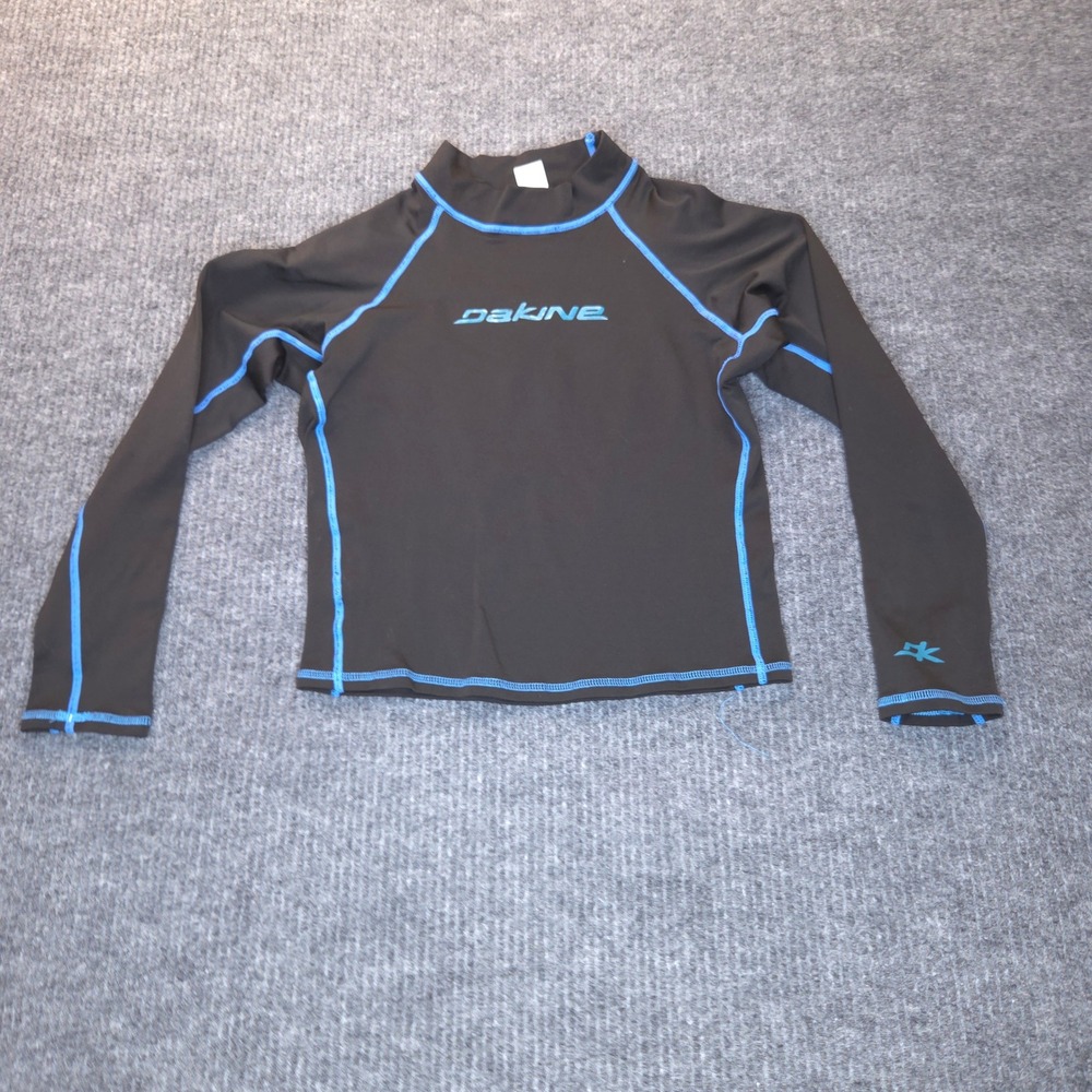 Dakine Rash Guard Youth Medium 8/10 Black Blue Thermal‎ Fleece Long Sleeve Surf